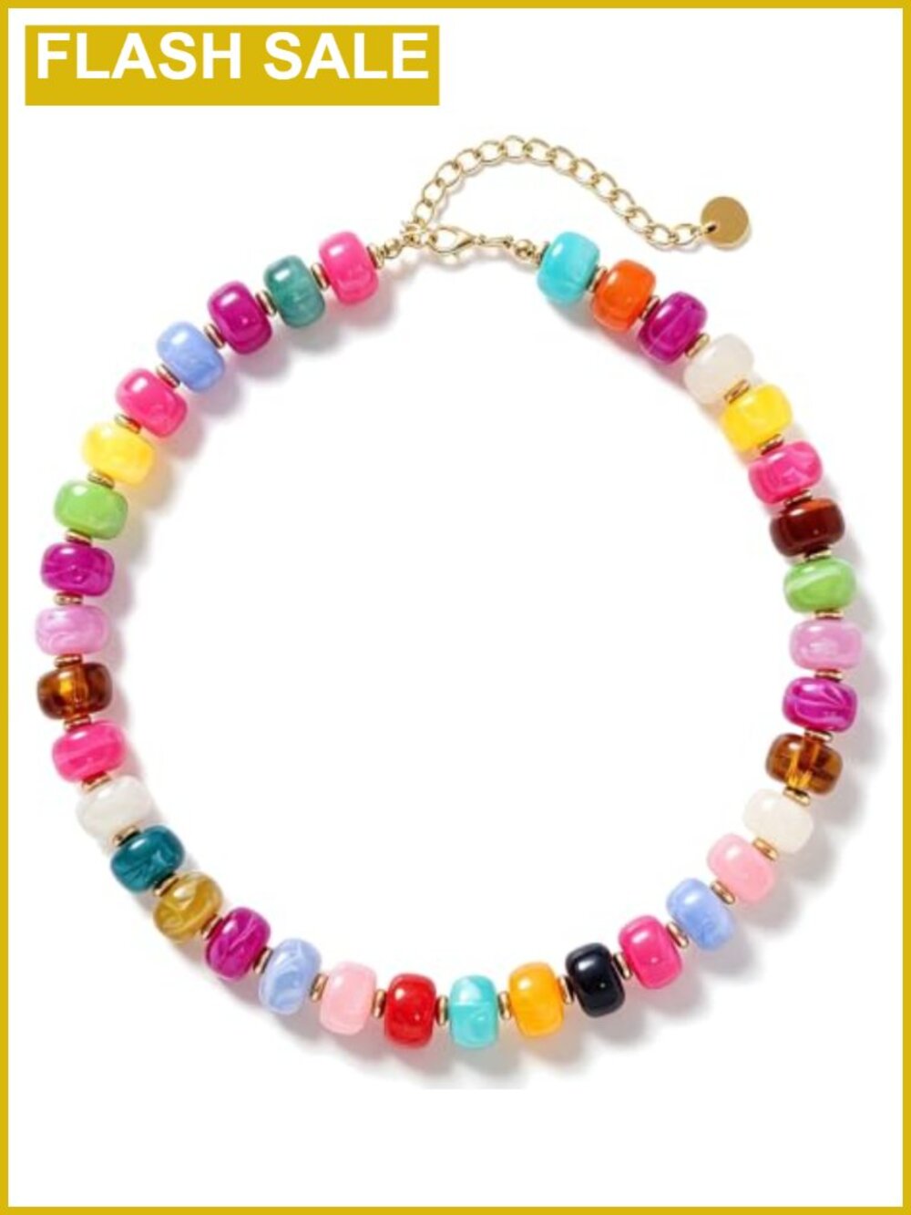 Handmade Chunky Acrylic Beaded Statement Necklace Adjustable Boho Choker
